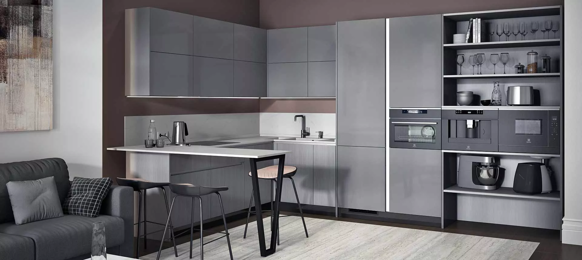 Дуб Сиэтл / Серый глянец 